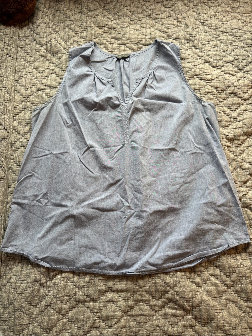 Denver Hayes Light Blue Sleeveless V-Neck Tank with Tie Detail